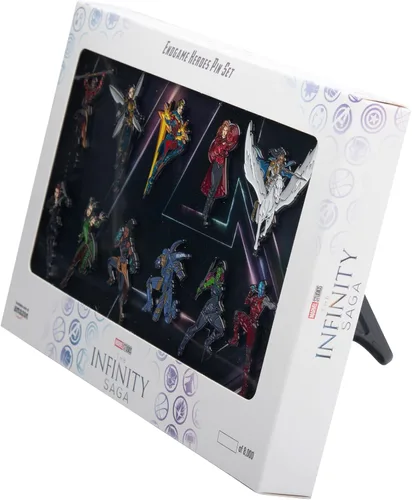 Vista 2 de Marvel Studios The Infinity Saga Endgame Heroes - Juego de 11 pines de solapa a base de metal y esmalte con caja de ventana con licencia