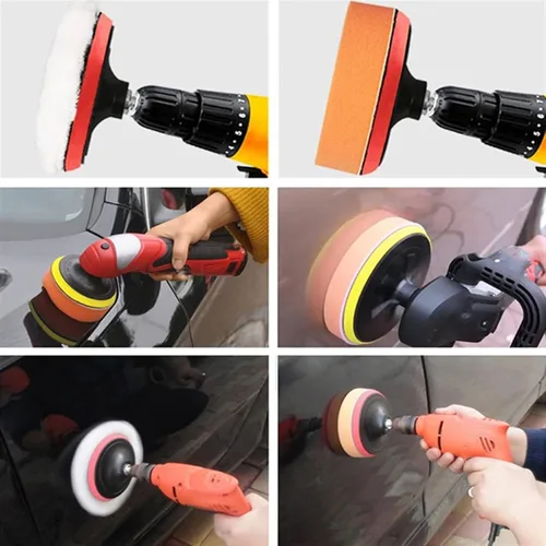 Vista 7 de 3 pulgadas 11 unids/set auto autoadhesivo pulir esponja cera rueda de lana disco de pulido almohadilla para pulidor automotriz taladro adaptador
