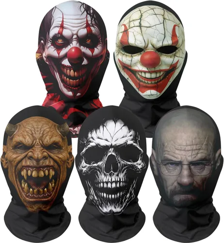 Vista 8 de Paquete de 5 pasamontañas transpirables de malla 3D para Halloween