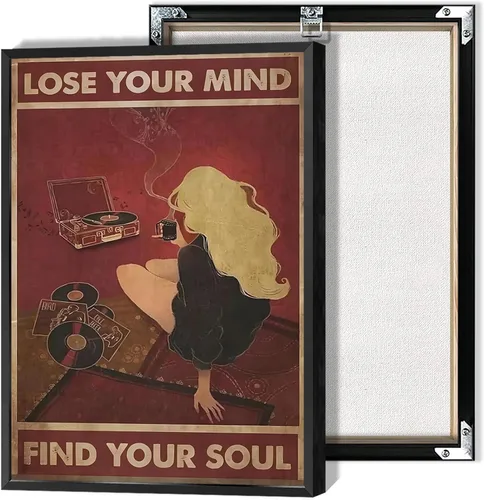 Vista 17 de Póster vintage con texto en inglés «Lose Your Mind Find Your Soul» («Lose Your Mind Find Your Soul») con cita inspiradora, arte de pared, arte