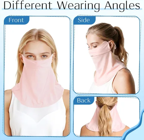 Vista 4 de 4 máscaras faciales de protección solar UV con cobertura para el cuello, bufanda, bufanda UPF50+, protector facial transpirable y refrescante