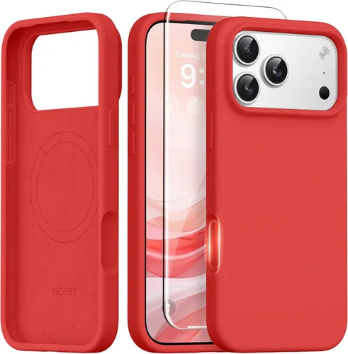 Vista 11 de GONEZ Funda magnética para iPhone 14, compatible con Magsafe, con protector de pantalla + protector de cámara, forro de microfibra antiarañazos