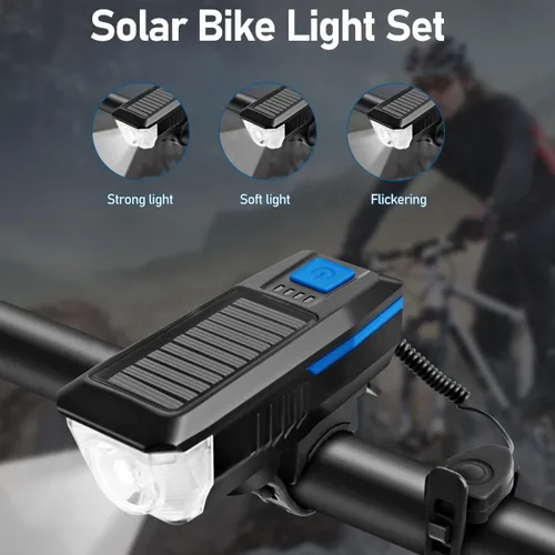 Vista 3 de LEDHOLYT Rechargeable Solar Bike Lights, Night Ultra Bright Bicycle Lights