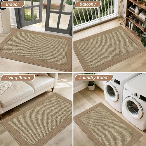 Vista 8 de BEQHAUSE Tapete para puerta interior de 20 x 32 pulgadas, tapete antideslizante para entrada, lavable, resistente a la suciedad, tapete