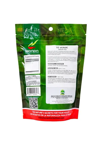Vista 3 de Hanan Peruvian Secrets Te Verde Té verde 100% natural 1.06 oz / 30 g Ayuda a mantener niveles saludables de colesterol Promueve la digestión