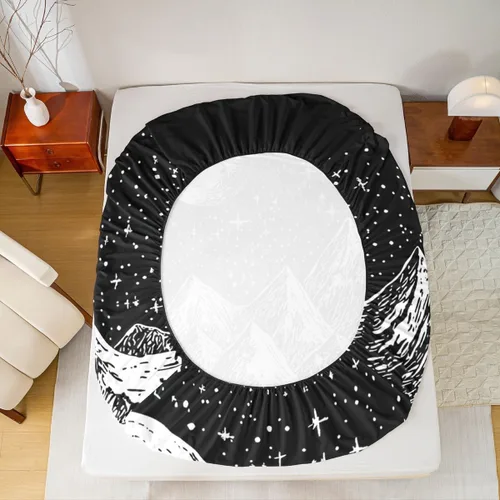 Vista 6 de Juego de sábanas de 3 piezas con diseño abstracto de estrellas y sol para niños, diseño de luna y sol, para niños y adultos, diseño de árbol