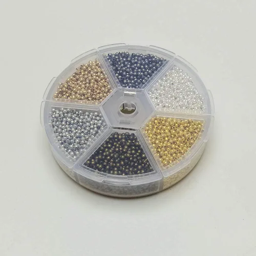 Vista 5 de Chenkou Craft 1 caja de 4500 piezas surtidas de 6 colores de metal Tinny Spacer Beads suministros para hacer joyas (mezcla, 1/12 pulgadas (0.079 in))