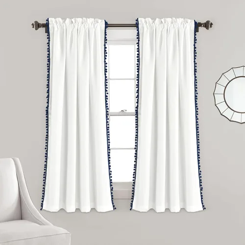 Vista 12 de Triangle Home Fashions - Panel de cortinas para vidrio con pompón para decoración de lujo