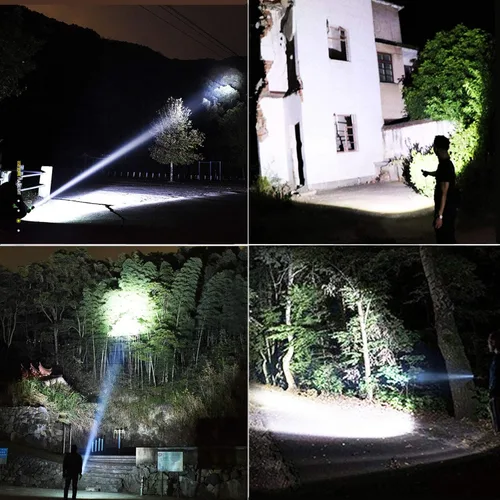 Vista 8 de Linternas recargables de 99,000 lúmenes, linterna LED súper brillante, altos lúmenes con cable USB, 5 modos, linterna impermeable, potente luz