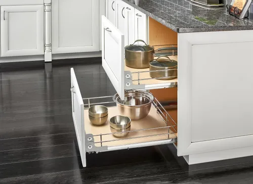 Vista 2 de Rev-A-Shelf Estante organizador extraíble de superficie sólida con cierre suave Gris
