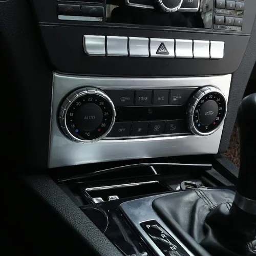 Vista 11 de YIWANG Marco de perilla de control central de ABS cromado para Mercedes Benz Clase C W204 2011-2014 Accesorios de automóvil (grano de madera negra)