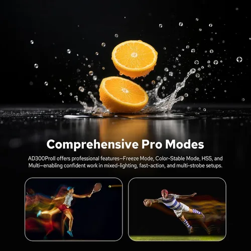 Vista 9 de Godox AD300 Pro II AD300Pro II - Estroboscópico flash para exteriores, 300 Ws 2.4G TTL 1/8000 HSS, 0.01-1.5s Reciclaje, 350 destellos de potencia