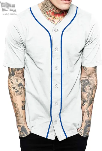 Vista 3 de Hecho en Estados Unidos camiseta de béisbol con botones premium para hombre