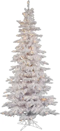Vista 5 de Vickerman Árbol de Navidad artificial delgado blanco flocado sin luz de 9' (A893580)