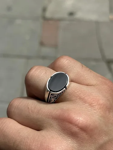 Vista 5 de Minimal Black Onyx Signet Ring, Wedding Ring For Men, Oval Onyx Ring, Minimalist Signet Ring, 925k Sterling Silver Ring, Gift For Him