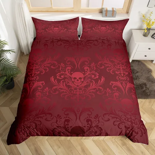 Vista 36 de Erosebridal Juego de ropa de cama gótica de damasco para adultos, funda de edredón victoriana antigua, tamaño individual, funda de edredón gótica