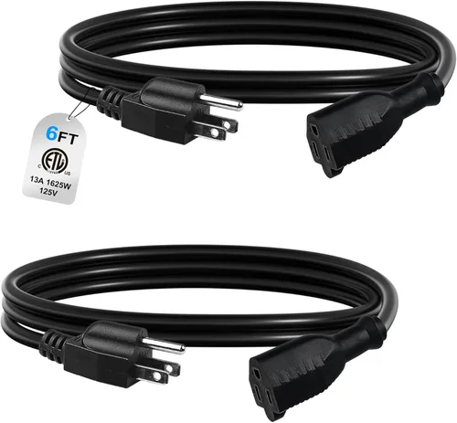 Vista 13 de BN-LINK Cable de extensión de 3 pies para interiores y exteriores 16/3 SJTW, paquete de 2, negro, cubierta de cable de PVC, 3 clavijas, resistente a