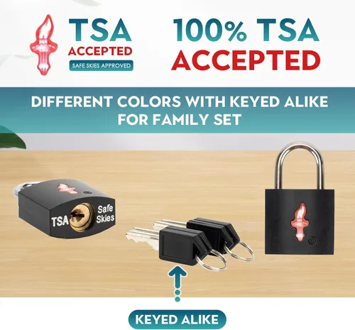 Vista 5 de Paquete de 8 candados de equipaje TSA de 1112 pulgadas de ancho para maletas, estuches de armas y bolsas de viaje, cerradura de seguridad de latón