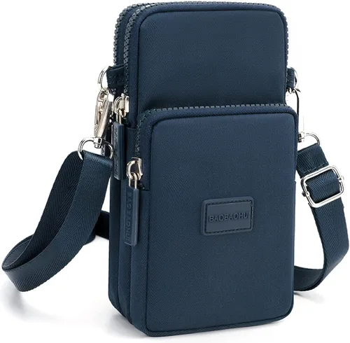 Vista 12 de YINHEXI Bolsos cruzados pequeños para mujer, a la moda, mini compartimento triple para teléfono celular, monederos cruzados Negro