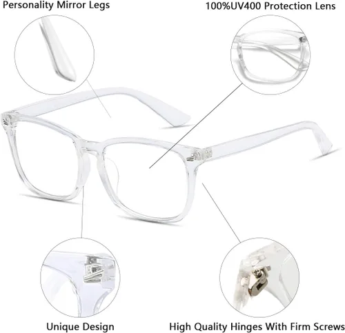Vista 2 de Gafas cuadradas unisex con estilo sin receta