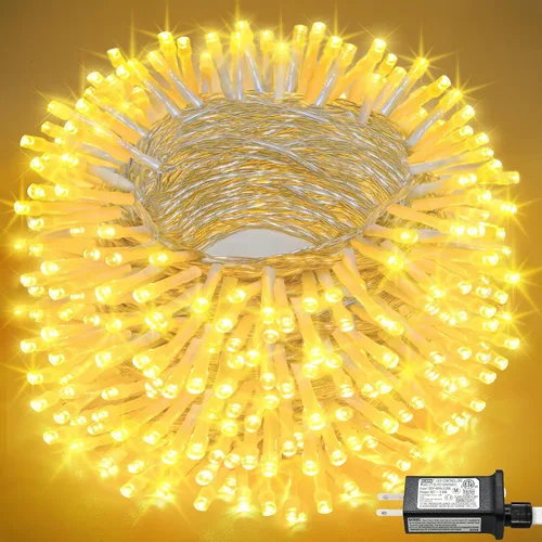 Vista 44 de Tira de 200 luces LED de 66 pies para exteriores, luces de Navidad conectables para interiores, cable transparente, impermeable, 8 modos de luces