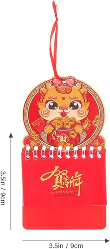 Vista 2 de Calendario del año del dragón chino de 12 piezas, calendario del año chino 2024, lunar propicio para la nueva prosperidad de la buena suerte