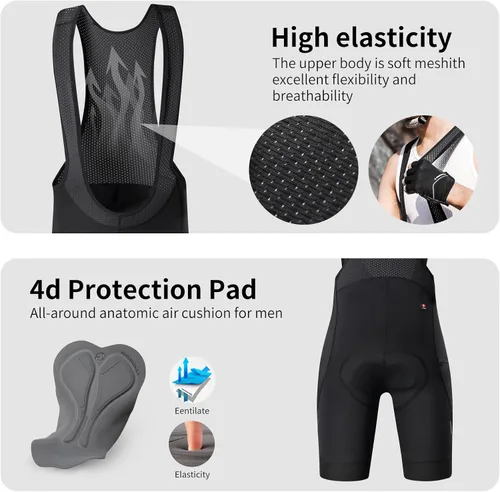 Vista 3 de Santic Pantalones cortos de ciclismo para hombre, acolchado 4D, transpirable, para ciclismo de carretera, ciclismo, ciclismo, ciclismo, gel de viaje