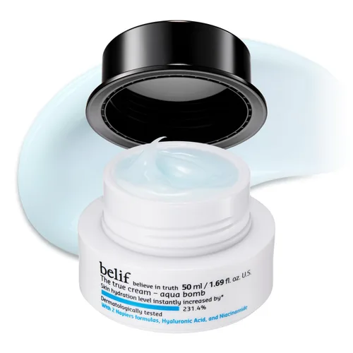 Vista 10 de belif Aqua Bomb – Hidratante diario de niacinamida, crema facial ligera y rellenante con ácido hialurónico y escualano, efecto refrescante, cuidado