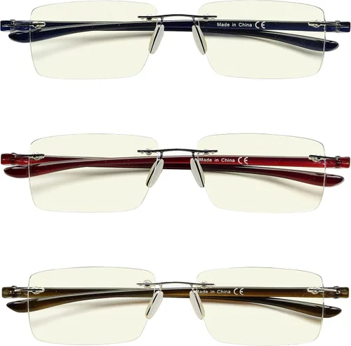 Vista 2 de Eyekepper Gafas de bloqueo de luz azul, paquete de 3 lectores de computadora sin montura