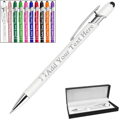 Vista 99 de Bolígrafos personalizados a granel grabados personalizados con punta de lápiz capacitivo, bolígrafos personalizados de tinta negra, regalos