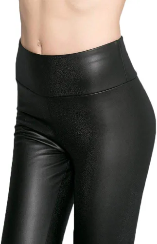 Vista 5 de Leggings de piel sintética con cintura alta y control de abdomen para mujer