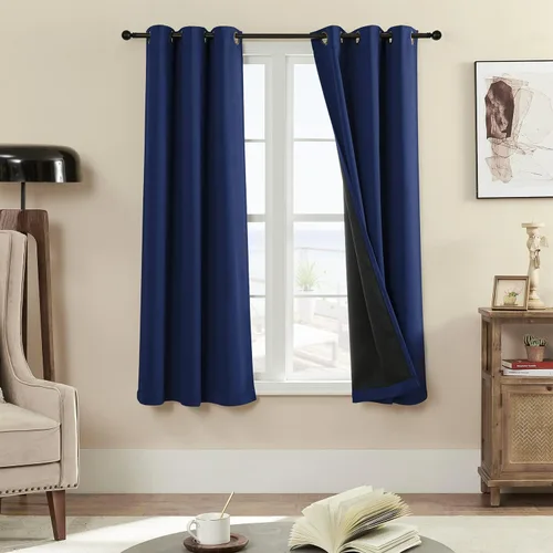 Vista 50 de Rutterllow - Cortinas 100% opacas, paneles de cortina con ojales, aislamiento térmico y bloqueo de luz para habitación y sala de estar