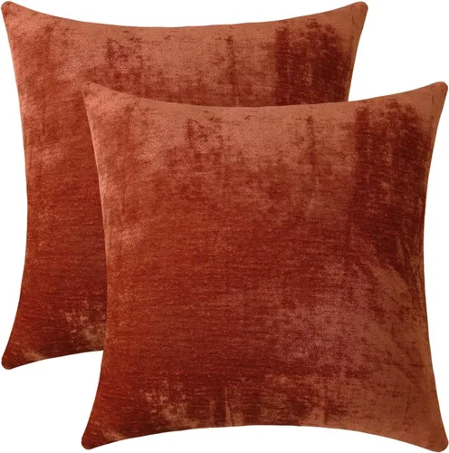 Vista 43 de Jeneoo - Fundas de almohada decorativas rojas brillantes de chenilla suave, fundas de cojín cómodas y sólidas para sofá de sala de estar