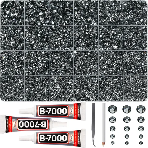 Vista 13 de 11000Pcs Silver Clear Rhinestones Bedazzling Kit, Bedazzled Gems Flatback