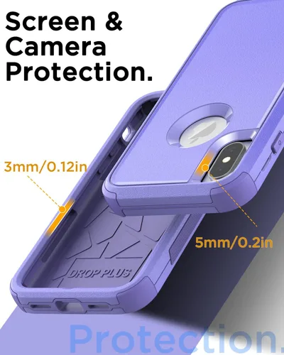 Vista 6 de AICase Funda resistente para iPhone X/XS, resistente de 3 capas de protección de grado militar, a prueba de golpes y caídas, para iPhone X/XS de 5.8