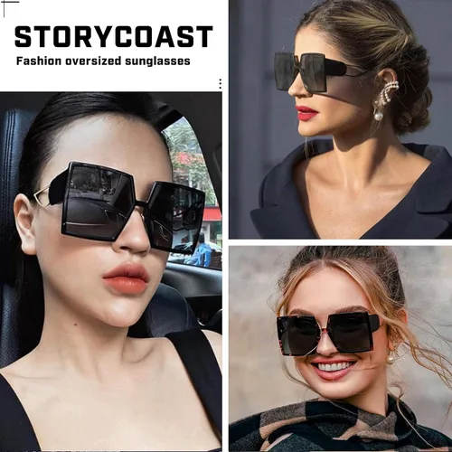 Vista 2 de STORYCOAST Gafas de sol cuadradas de gran tamaño para mujer, a la moda, con protección UV400