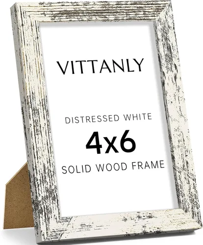 Vista 234 de Vittanly - Marco de fotos de 4 x 6 pulgadas de madera maciza con plexiglás, incluye paspartú de 3,5 x 5, para colgar en la pared o poner sobre una