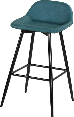 Vista 13 de Cortesi Home Taburetes de lluvia en piel sintética negro carbón, base negra (juego de 2)