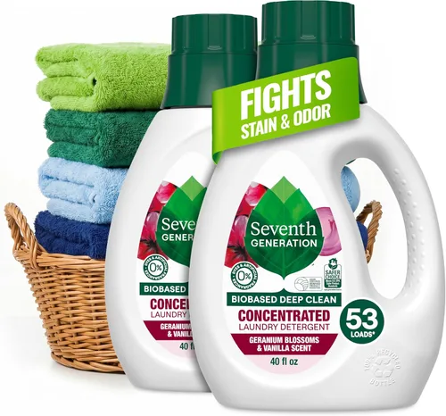 Vista 13 de Seventh Generation Detergente concentrado para ropa de bebé, fórmula antimanchas, aroma fresco, 40 oz (53 cargas)