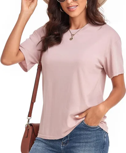 Vista 3 de Camisetas de verano rasgadas de manga corta para mujer, estilo túnica casual