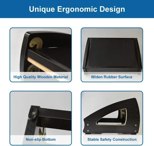 Vista 2 de StrongTek Reposapiés ergonómico para debajo del escritorio, 3 alturas ajustables de madera para oficina, superficie grande antideslizante, mejora