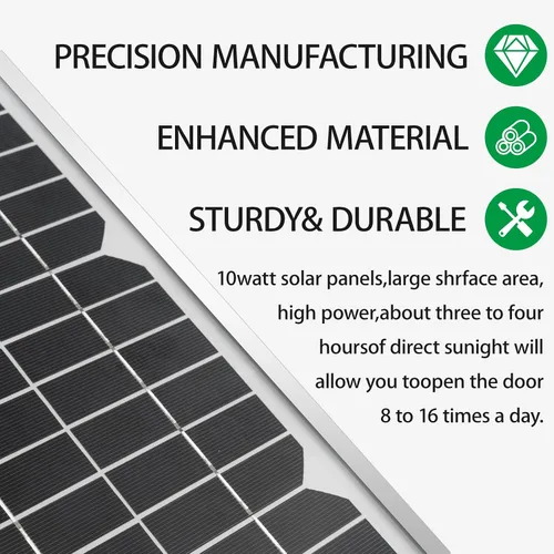 Vista 3 de FM123 Kit de panel solar de 10 vatios apto para abridores de puerta automáticos Mighty Mule, cargador de batería de panel solar portátil de 12 V