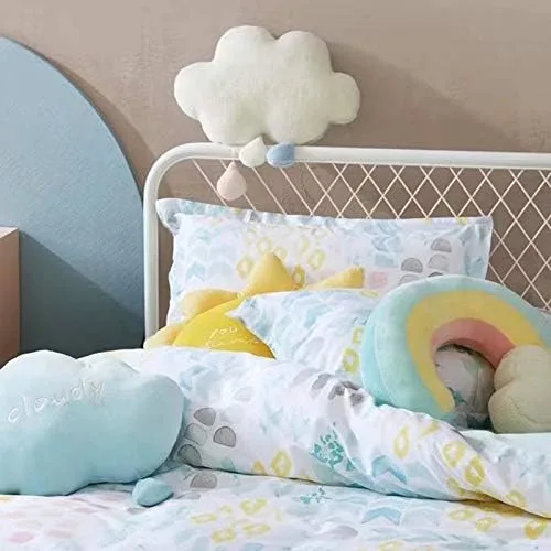 Vista 5 de XIAOHONG Almohada de nube de arcoíris y luna, felpa suave rellena de algodón PP en forma de nube, decoración de guardería, almohada para sofá, 17.7