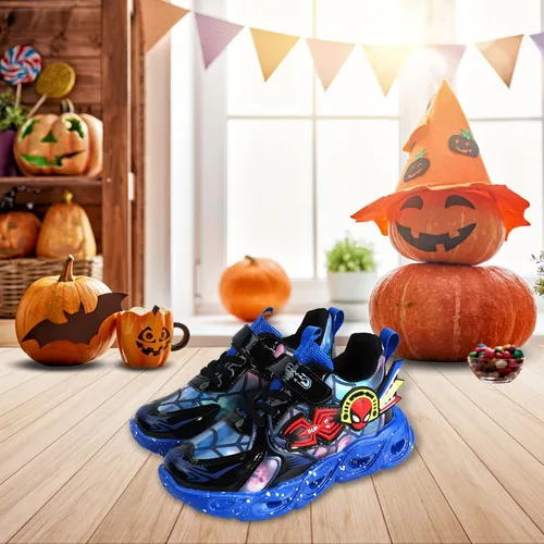 Vista 8 de RAYCHY Zapatos con luz LED para niños y niñas, ligeros, de malla, transpirables, para caminar