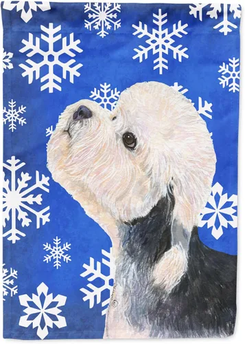 Vista 308 de Caroline's Treasures SC9374GF Bulldog English Snow flakes Holiday Garden Flag Buzón Bandera decorativa para patio exterior, patio, obras de arte