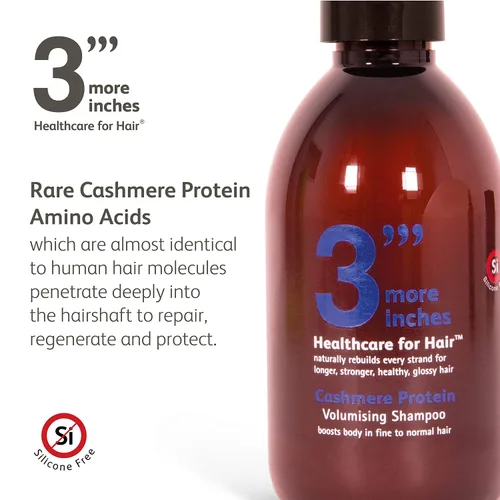 Vista 2 de Champú voluminizador de proteína de cachemira de 3 pulgadas más de 33.8 fl oz, tratamiento fino para el cabello, para resultados más gruesos, más