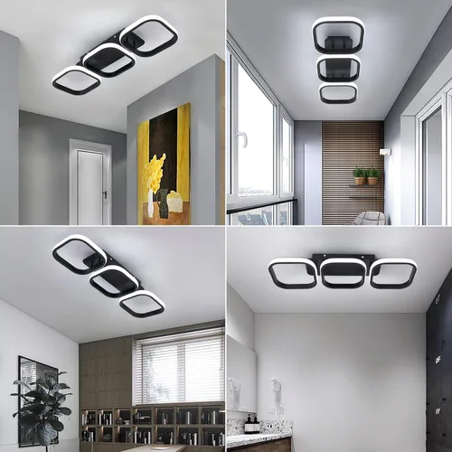 Vista 5 de Lámpara de techo cuadrada LED moderna - 33 W, 6000 K blanco frío, montaje empotrado para cocina, sala de estar, dormitorio y pasillo
