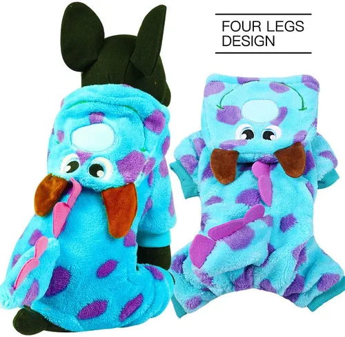 Vista 6 de Disfraz de Halloween para perro, ropa de terciopelo suave para perro, linda sudadera con capucha de invierno para perros pequeños y cachorros
