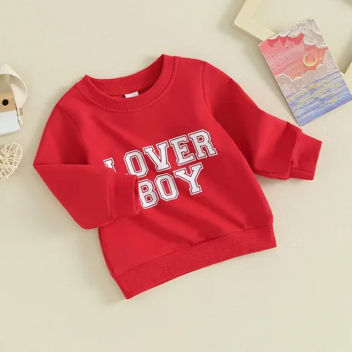 Vista 139 de Traje de San Valentín para bebé, niña, niño, traje de San Valentín, sudadera de manga larga con estampado de corazón