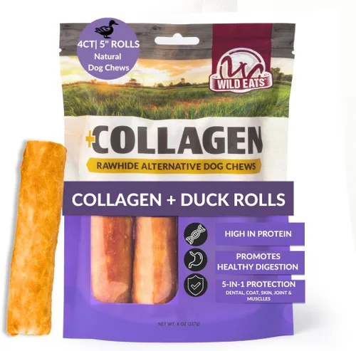 Vista 28 de Wild Eats Palitos de Colágeno de Pato Real Retriever para Perros, (15 Unidades) - Golosina Masticable para Perros de Larga Duración, Sin Cuero